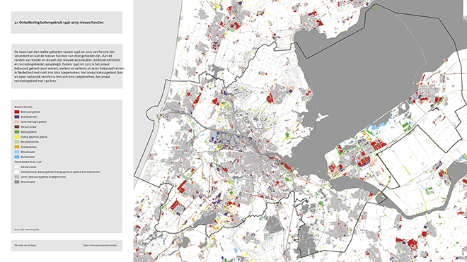 Ontwikkeling bodemgebruik 1996–2015: nieuwe functies in de Metropoolregio Amsterdam