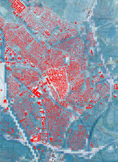 Map of Utrecht where all inhabitants are evacuated