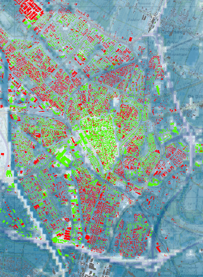 Kaart van Utrecht waarbij inwoners schuilen in hun eigen huis